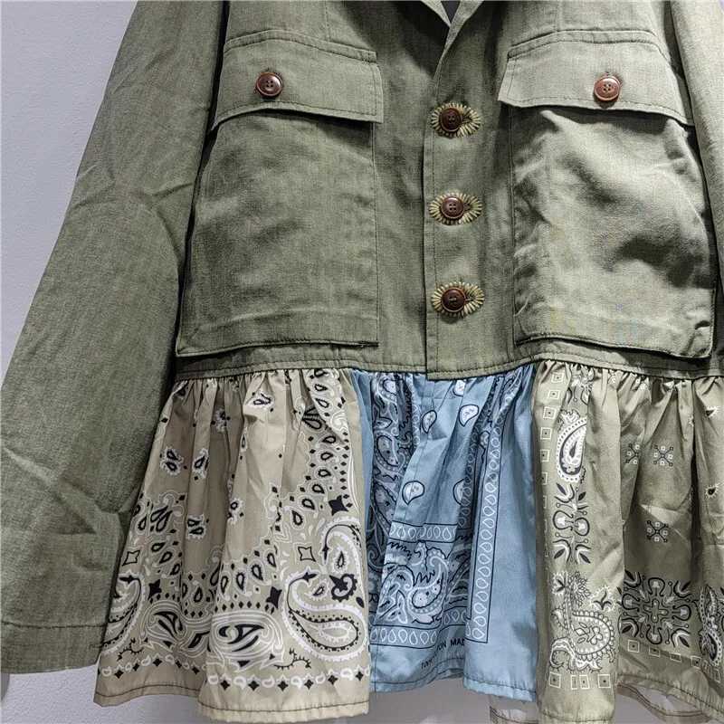DEAT Womens Denim Coat Patchwork Printed Design Big Pockets Single Breasted Loose Jackets 2025 Autumn New Fashion 29A3449 L251010O8B0