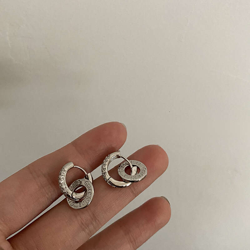 Earrings Designer Hoop Luxury jewelry for Women Double rings earring Zircon inlay copper plated with silver Simple Fashion Festival vacation Ear Jewel