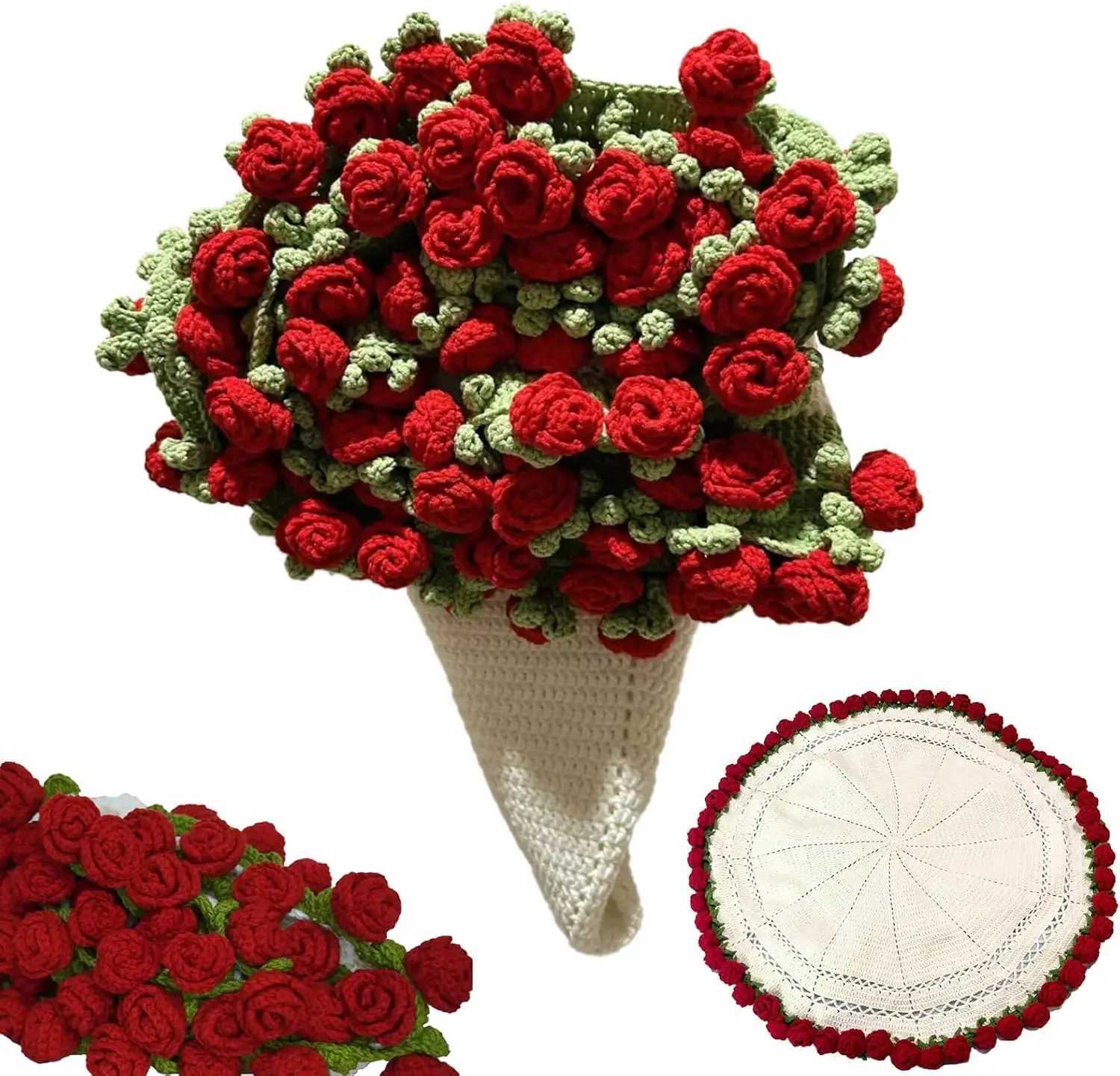 Finished Flower Bouquet Blanket Soft and Lightweight Knitted Throw Blankets for Birthday Wedding Valentines Day Home Decor C251011