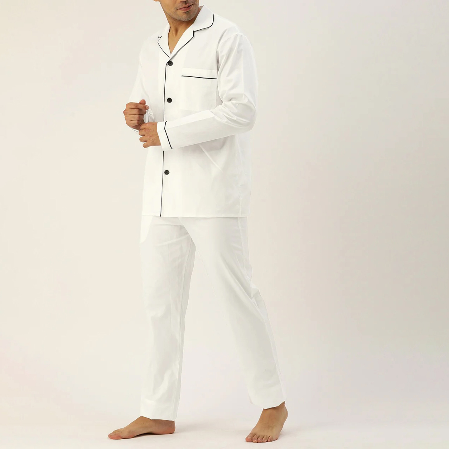 Men's Lightweight Breathable 100% Cotton Plaid Pajama Set Luxury Style