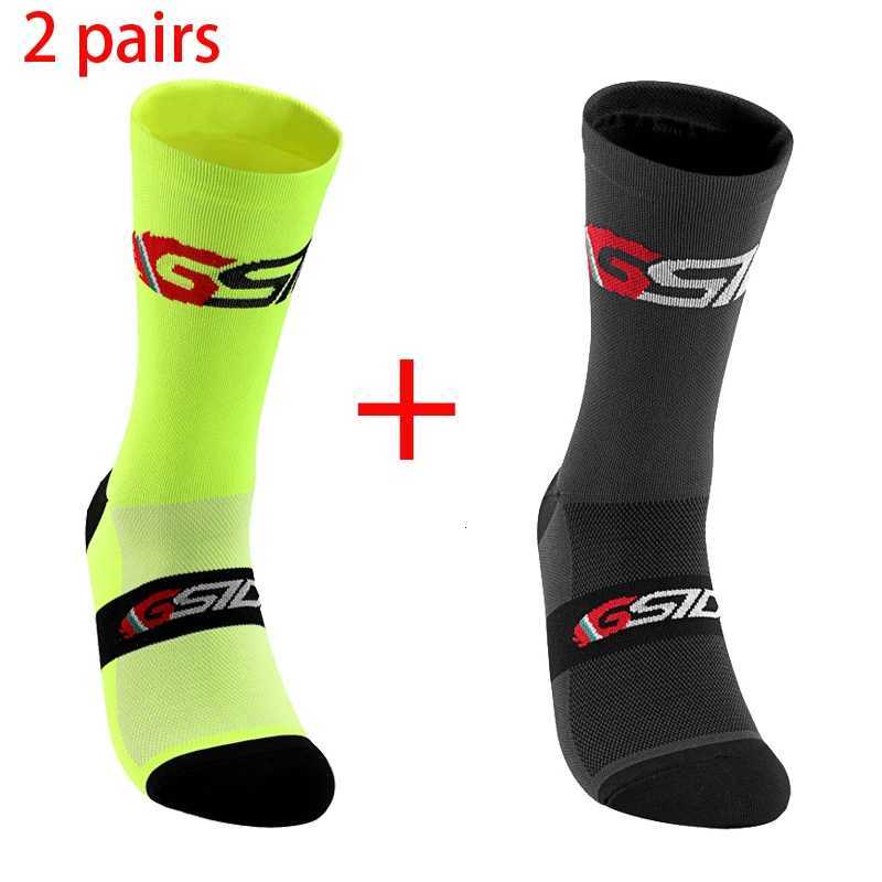 GSIDI2pairs 2023 New Cycling Socks Bike Nurse Compression Road Bike Running Mtb Kneehigh White Sports Funny Brand BlackW251011