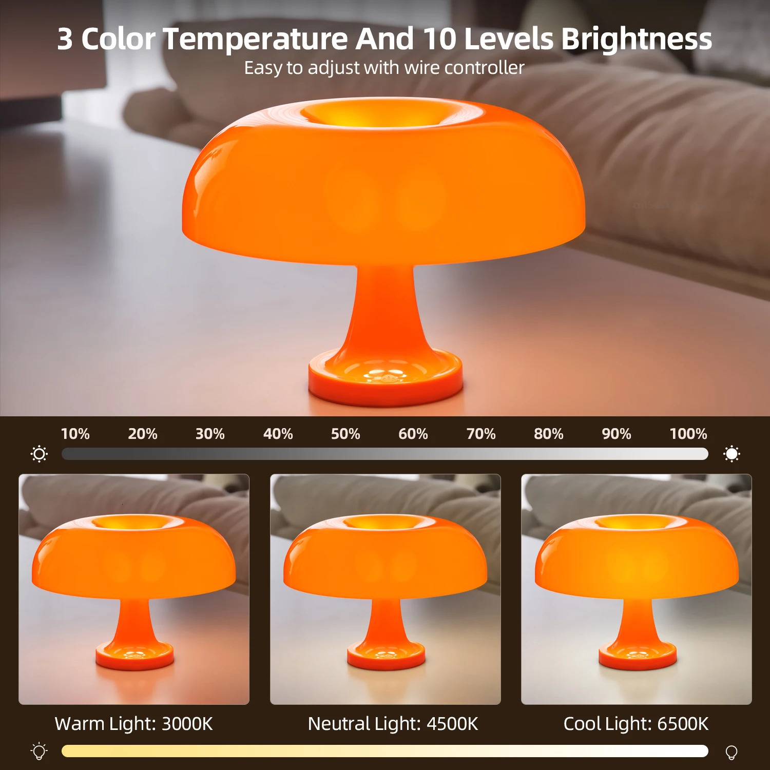 Classic Mushroom Table Lamp Modern Bauhaus Art Table Lamp Bedroom Bedside Lamp Danish Orange Decorative Table Lamp 251009