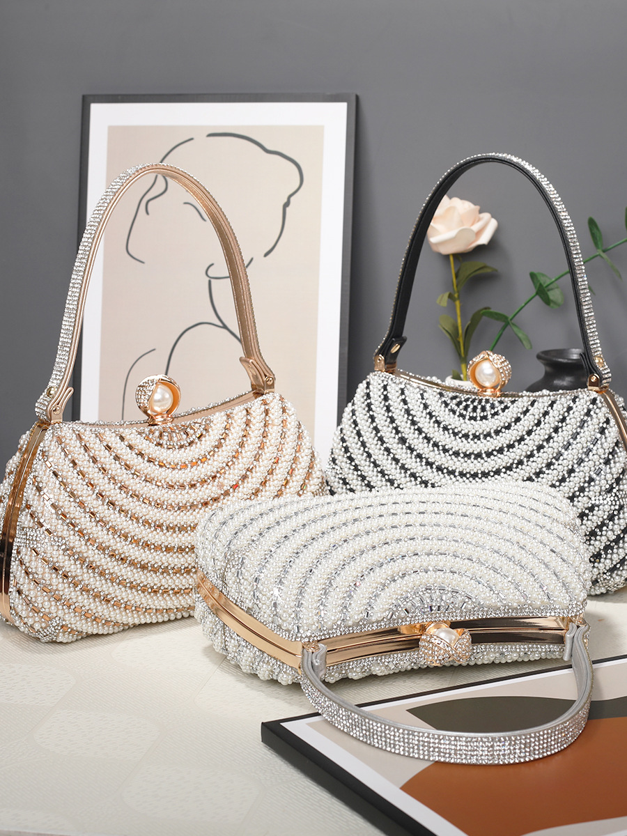 Elegant Handbag Evening Bag Pearl Clutch Bag Shining Beaded Pearl Purse Crystal Bag Crossbody Bag Luxury Clutch Phone Purse for Ladies Party Wedding D