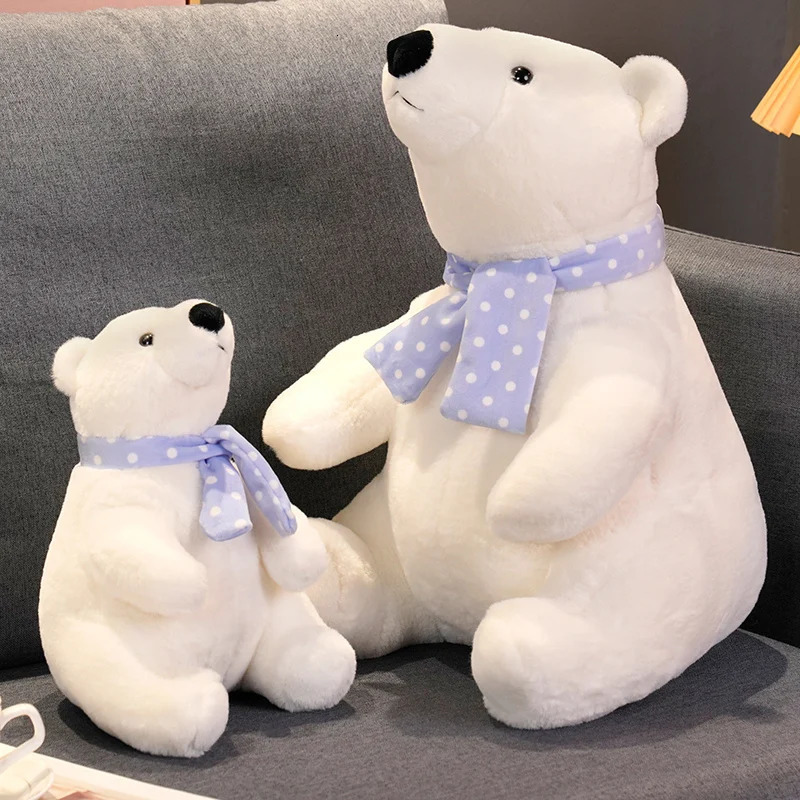 253040cm Lovely Polar Bear Plush Toys Cute Soft White Bears With Scarf Dolls Stuffed Animal Pillow Girls Valentines Gift 251010 T260606