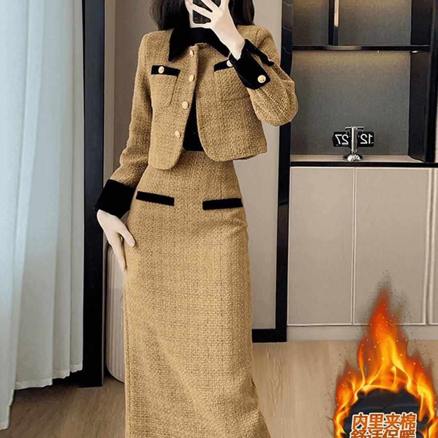 2025 Autumn/Winter New Black Short Wind Jacket Two Piece Set Women's Top Luxury Designer Jacket Autumn/Winter design New Fashionable Set Skirt