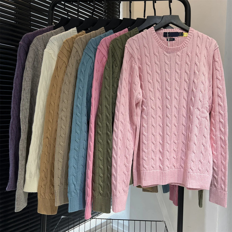 Couples Boutique High Quality Embroidery Knitted Womens Cashmere Sweater Round Neck Twist Pullovers Autumn Winter Tops F874 241021