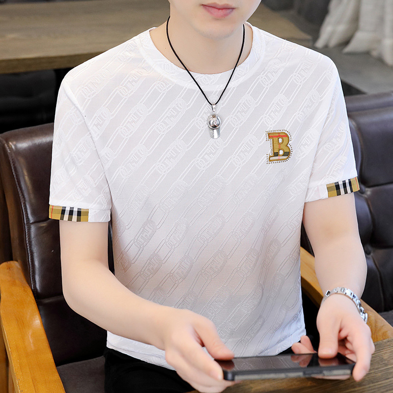 Summer Men's Short Sleeve Designer Hoodie T-shirt Ice Silk Thin Trendy Casual Cool Designer Shirt Feel Tee New Fashion Brand Men's Top