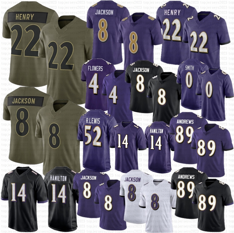 Derrick Henry Lamar Jackson Football Jersey Roquan Smith Zay Flowers Hamilton Andrews Ray Lewis Ed Reed Jaire Alexander Madubuike Likely Bateman Wiggins Starks