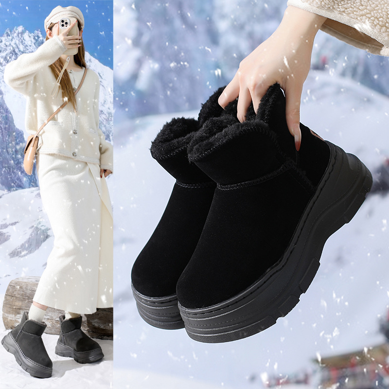 Free shipping designer Boots Short tube thick cotton shoes with women thick sole plush round toe snow boots