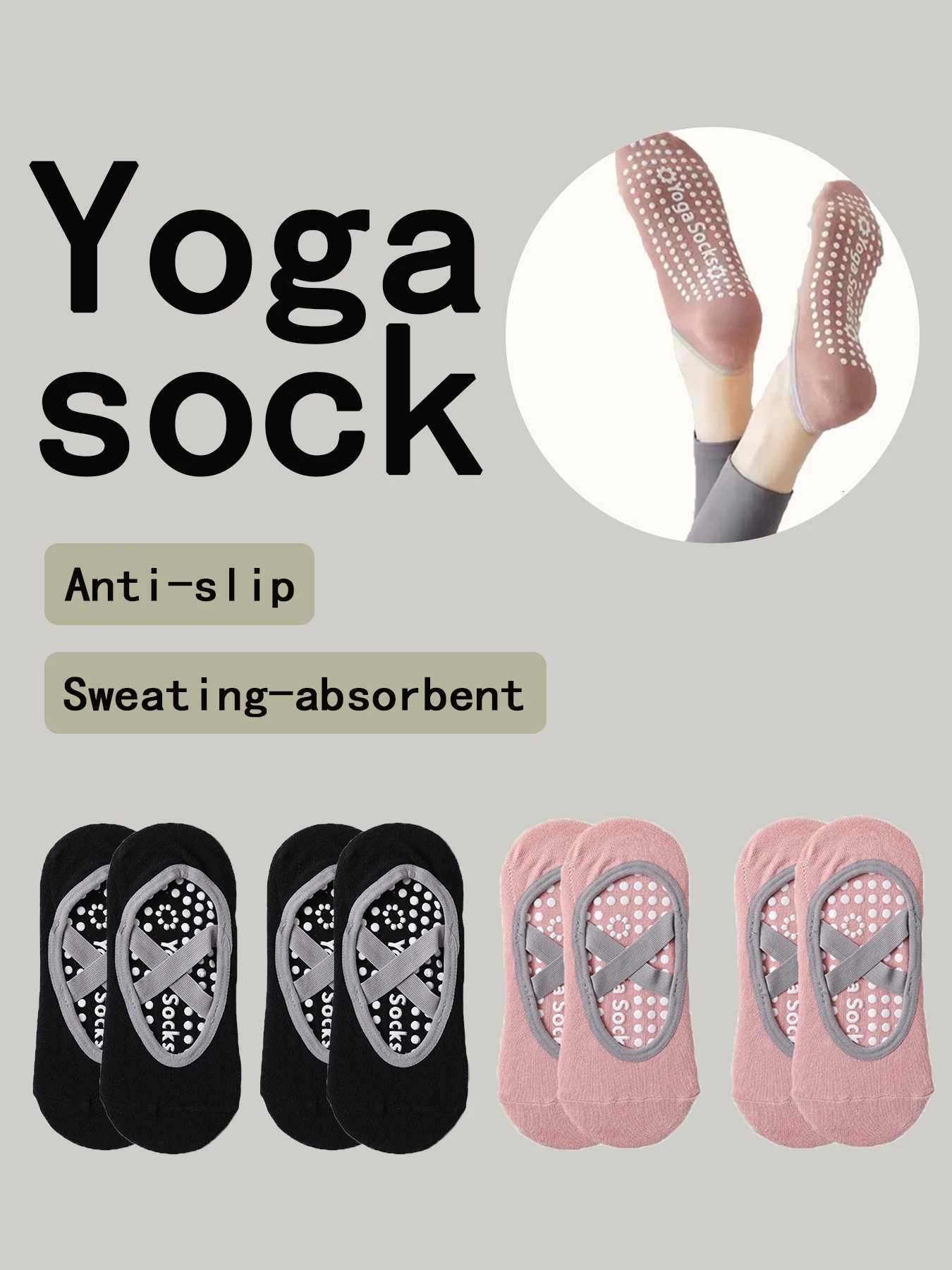 4 Pairs Women Fitness Breathable Yoga Socks Silicone Antislip Ballet Socks Pilates Socks Floor SocksW251011