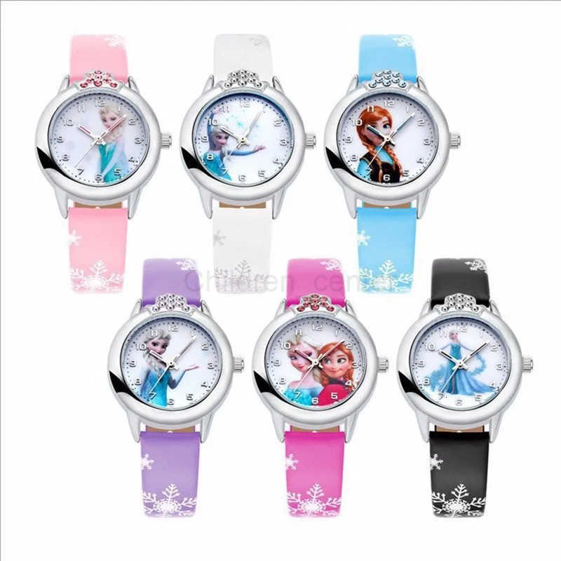 Disney Elsa Watch Girls Elsa Princess Kids Watches Leather Strap Cute Childrens Cartoon Wristwatches Gifts for Kids Girl Frozen Clock H251011