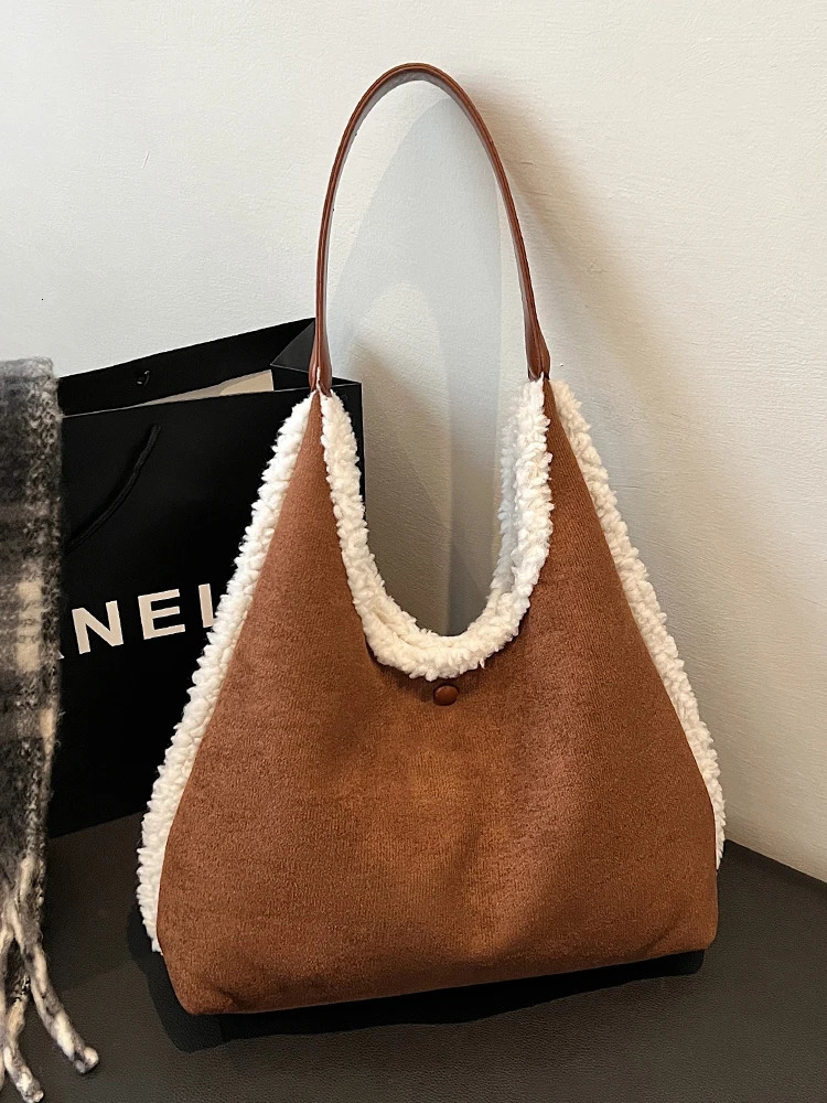 Retro Suede Plush Underarm Bag for Women Autumn Winter Large Capacity Square Bag Fashion Single Shoulder Hairy Tote Bag 251010