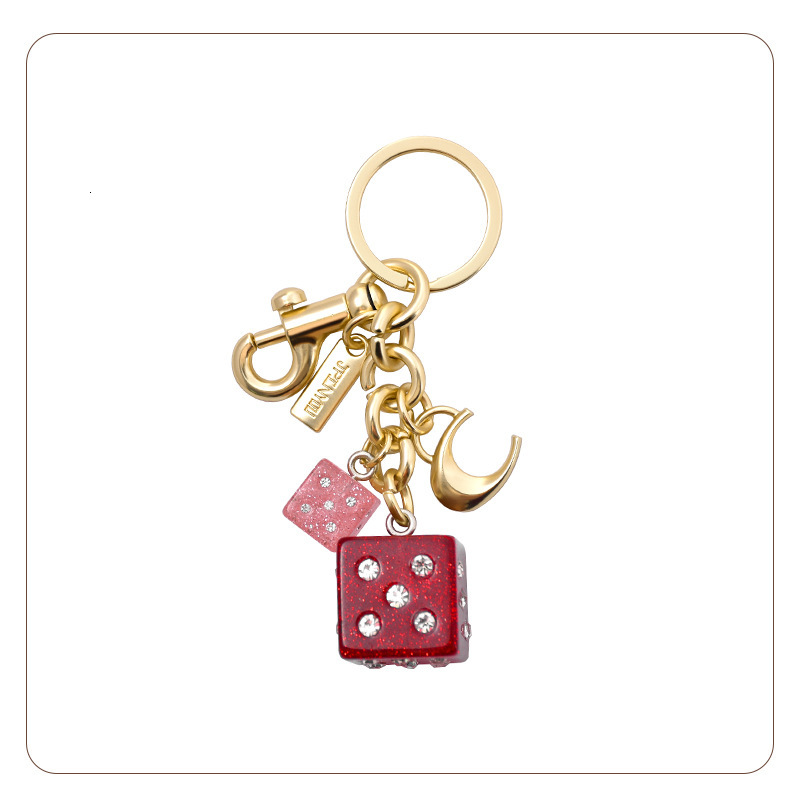 keychain designer c brand twotone dice bag pendant with rhinestones keychain elegant fashionable personality accessory keychain wallet designer