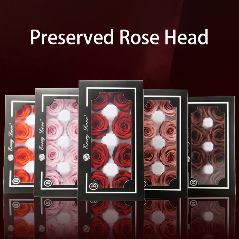 8 Heads B Grade 4-5cm Preserved Natural Forever Rose Head Real Flowers Wedding Party Indoor Decor Birthday Valentines Mothers Day Gifts DIY Essential Materials