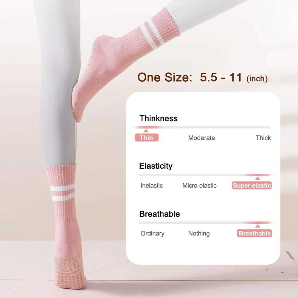 Midtube Women Yoga Socks Cotton Professional Nonslip Silicone Indoor Fitness Socks Floor Socks Dance Pilates Sports SocksW251011