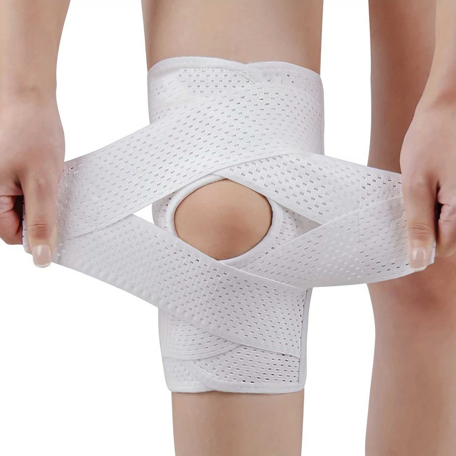 Unisex Compression Sports Knee Brace VCross Strap Breathable Mesh with Side Stabilizers for Knee Pain Relief Running Support C251011