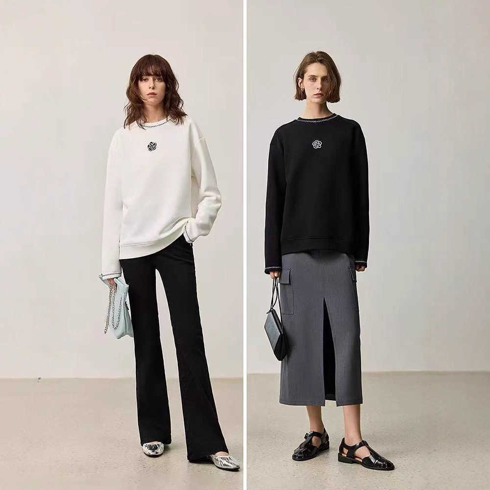 Elegant luxcury Fall Fashion for Her: Aesthetic Floral Detailing Ladies' Pullover by Brand Name