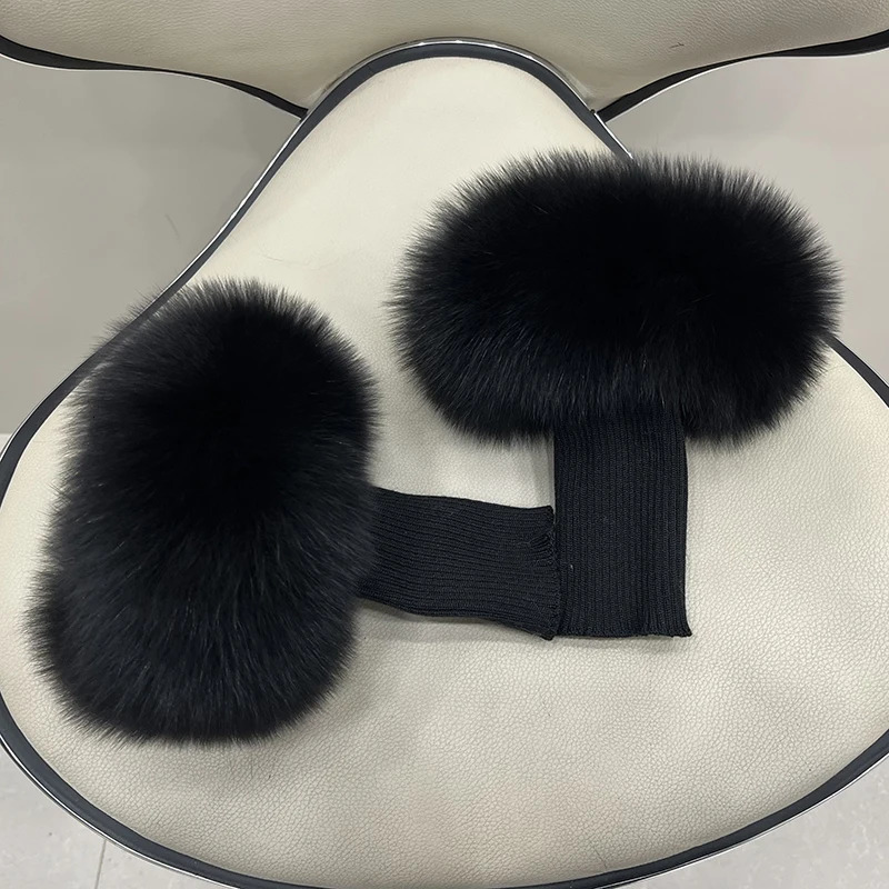Fox Fur Cuffs Arm Warmer Women Bracelet Fur Wristband Glove Warmer Wrist Warmer Coat Jacket Boots Warm Accessories 251009