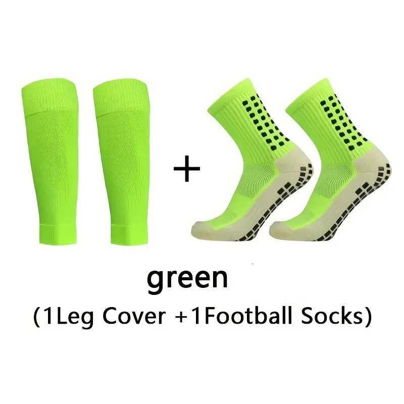 2 Pairs Set Professional Training Breathable Football Socks Men Women Nonslip Silicone Soccer Socks With Leg Cover Sports SetW251011