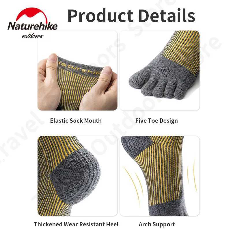 Naturehike Ultralight Five finger Sports socks Long Style Breathable Thickened Warm Wool Fabric Travel Running daily 55gpairW251011