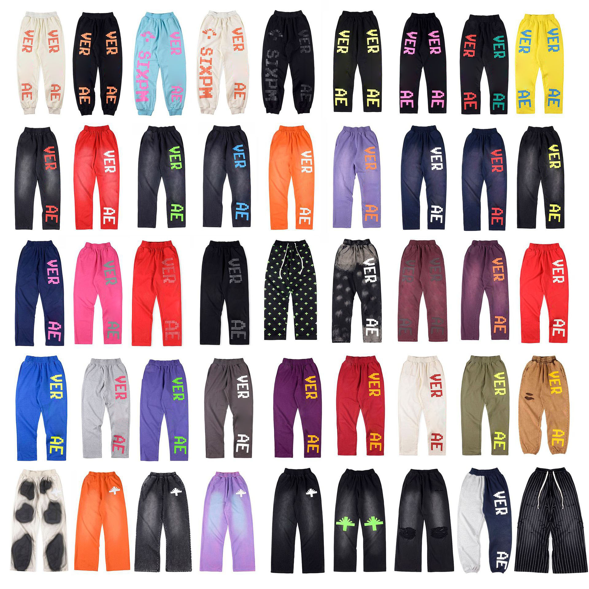 Designer Men's Pants High Quality Cotton Red Blue Orange Vertabrae Sweatpants Vintage Hip Hop Women's Washed Joggers Sweat Terry Trousers Men