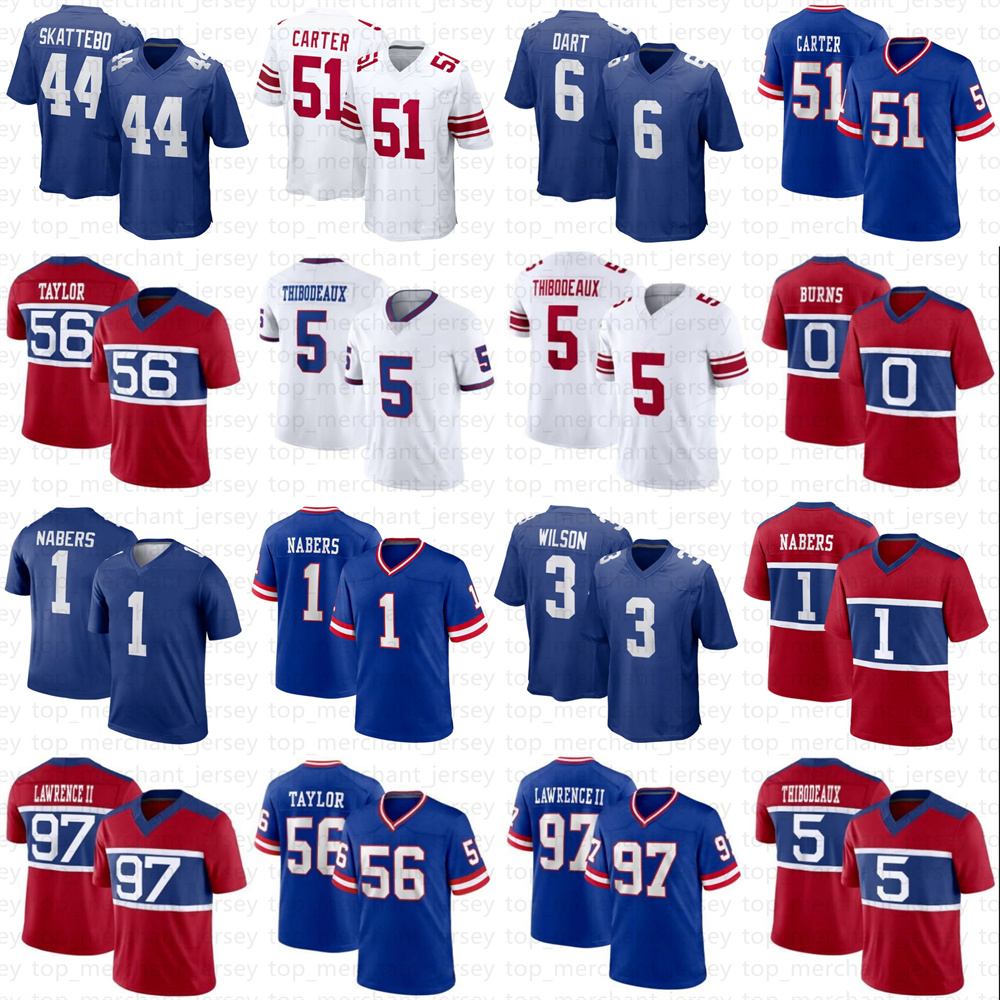 Jaxson Dart abdul carter Football Jersey Cam Skattebo Malik Nabers Kayvon Thibodeaux Brian Burns Tommy DeVito Dexter Lawrence II Taylor Deonte Banks Jalin