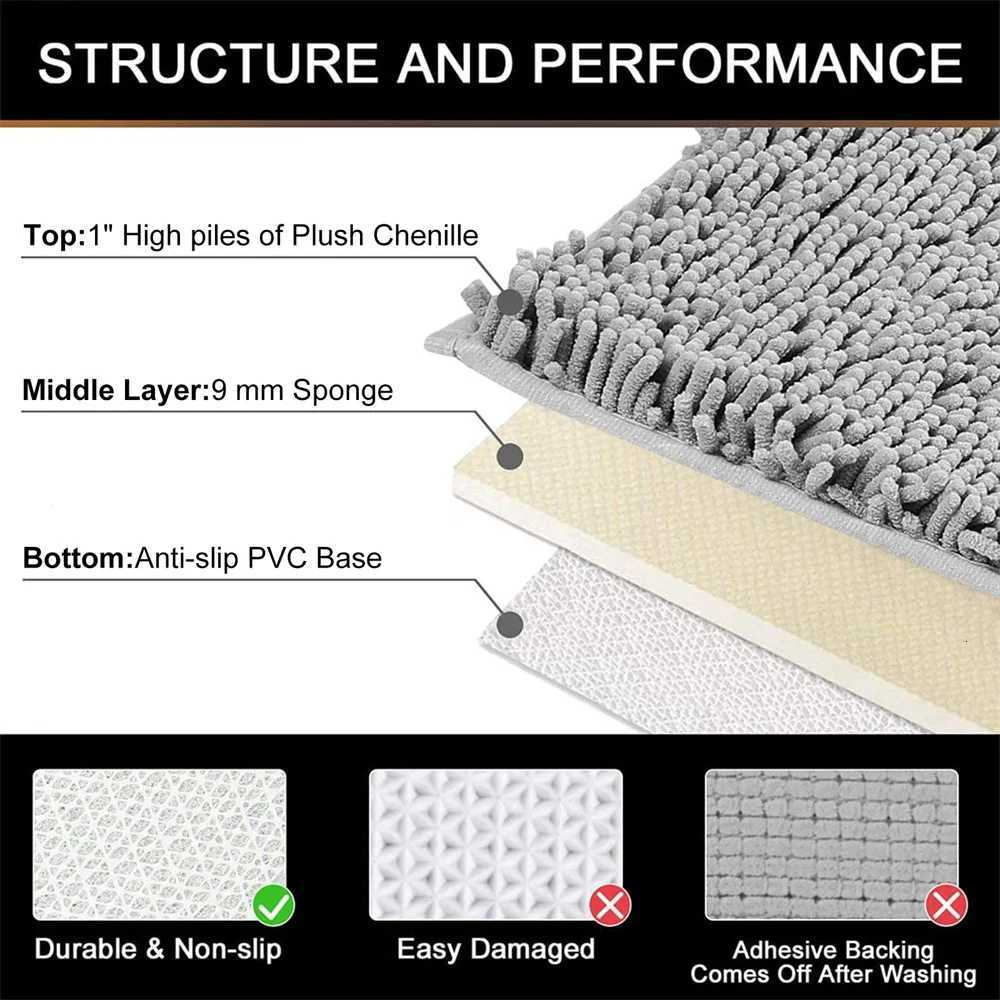 Olanly UShaped Toilet Rug Chenille Bathroom Mat Absorbent Quick Dry Soft Plush Carpet Floor Decor NonSlip Shower Pad Bath Mats C251011