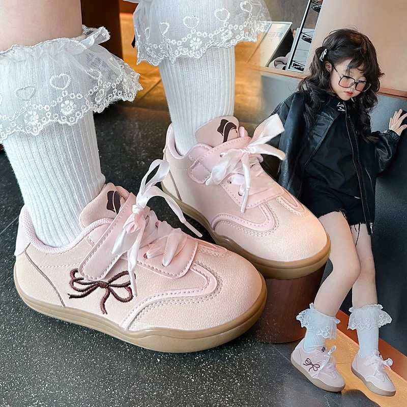 Girls Casual Nonslip Sweet Bows Kids Flat Soft Sole Cfort 2025 New Fashion Children Princess Shoes Ribbon Sports Y251011 XJ260303