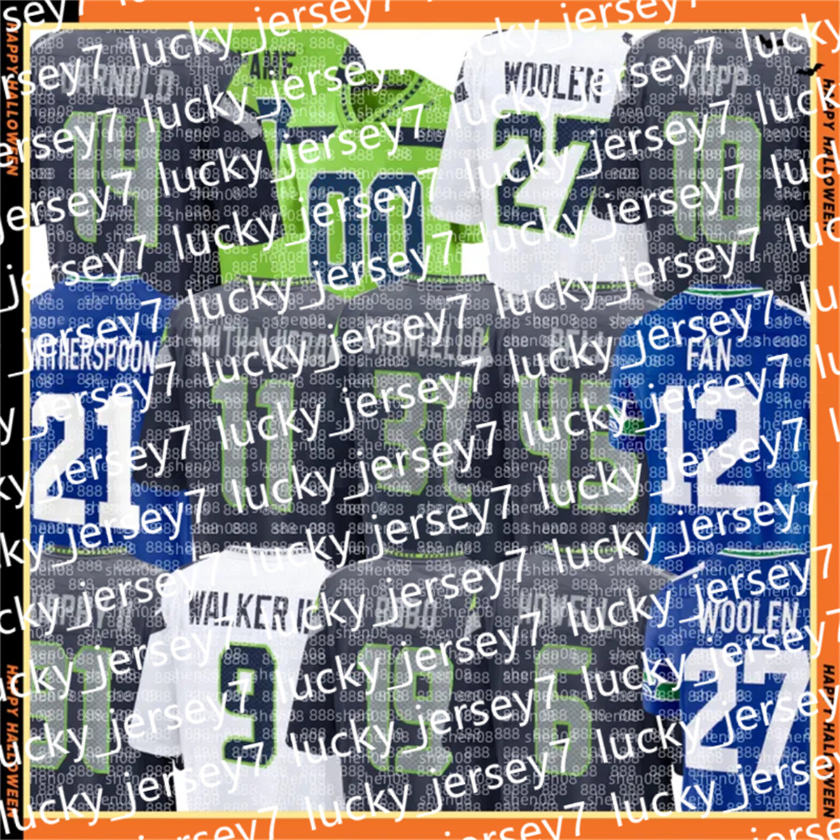 NFL Jalen Milroe Grey Zabel Geno Smith Kenneth Walker III Zach Charbonnet 14 Sam Darnold Jaxon Smith-Njigba Devon Witherspoon Cooper Kupp Football Seahawks Jersey