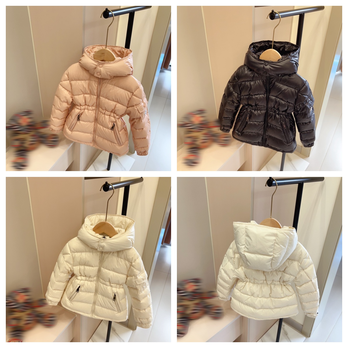 girl pink hooded girls coats kid coat hoodies kids designer clothes Girl waist cinching style winter clothe Christmas birthdays parties school jacket