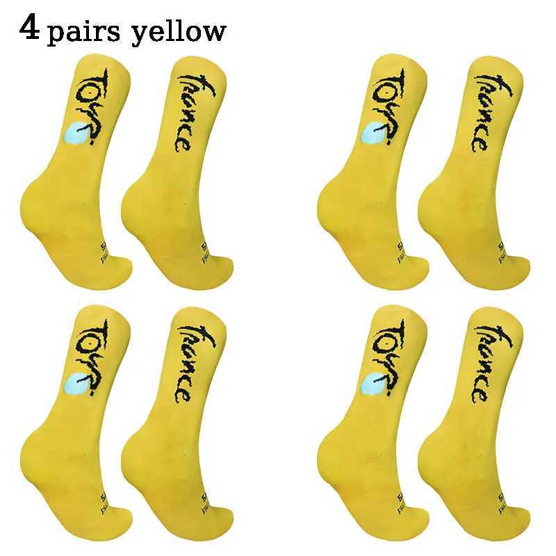 4 pairs of circular French letter cycling socks for men women breathable and sweat absorbing compression sports cycling socksW251011