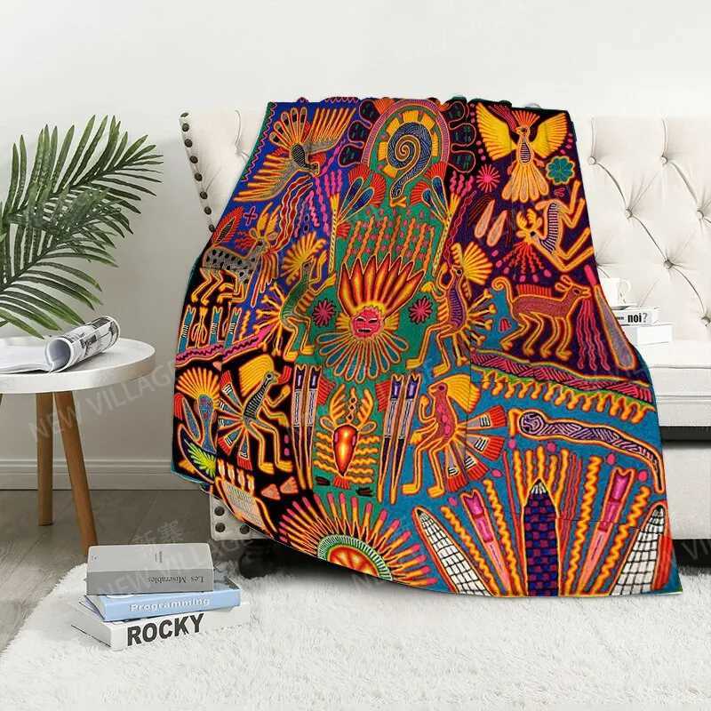 Bohemian style digitalprinted polyester Bedroom velvet flannel cover blanket Fleece soft sofa cover blankets for beds C251011