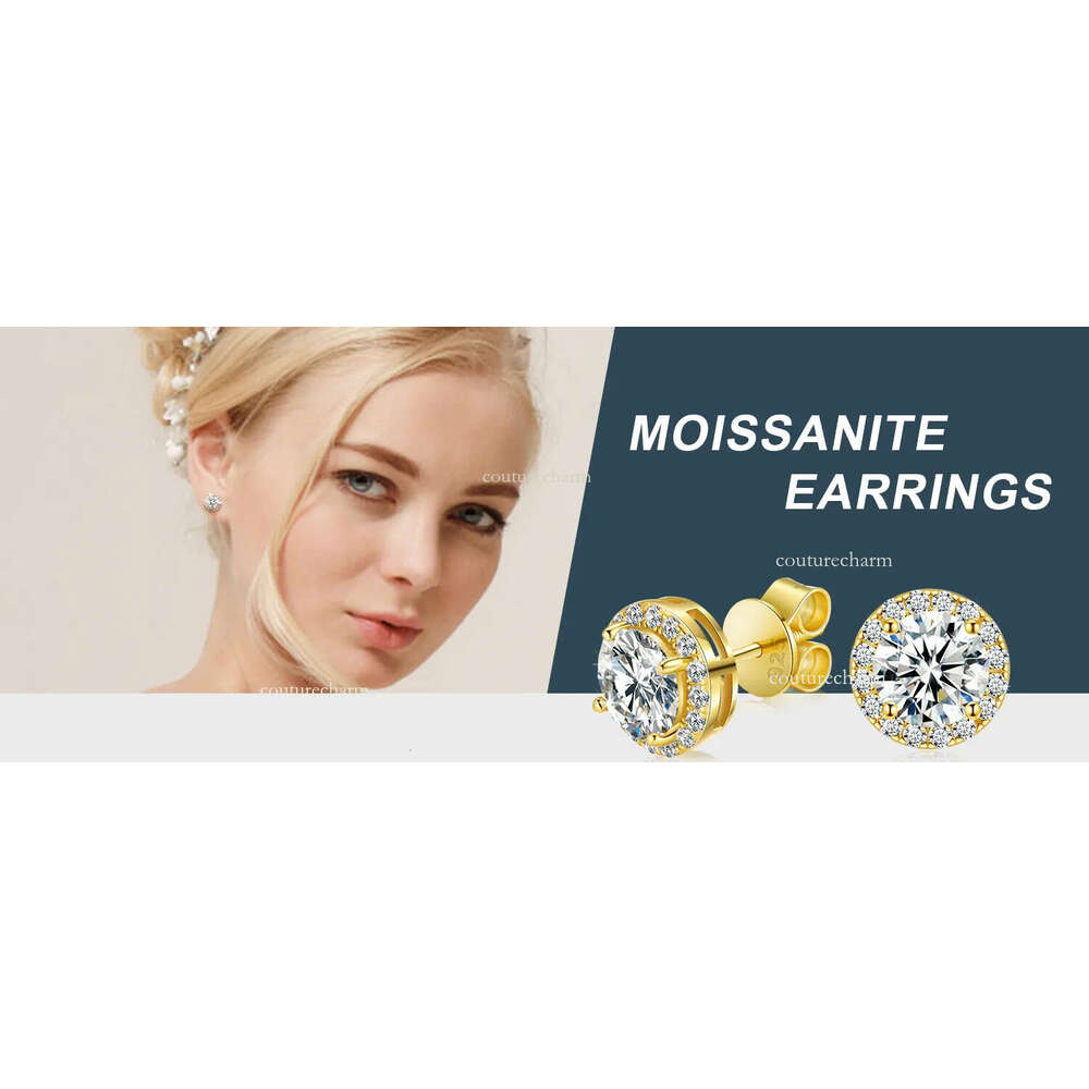 High-end earrings Fine Jewelry Screw Back Women Gold Plated Sterg Sier Iced Out VVS Moissanite Dia Halo Stud Earrings For Men