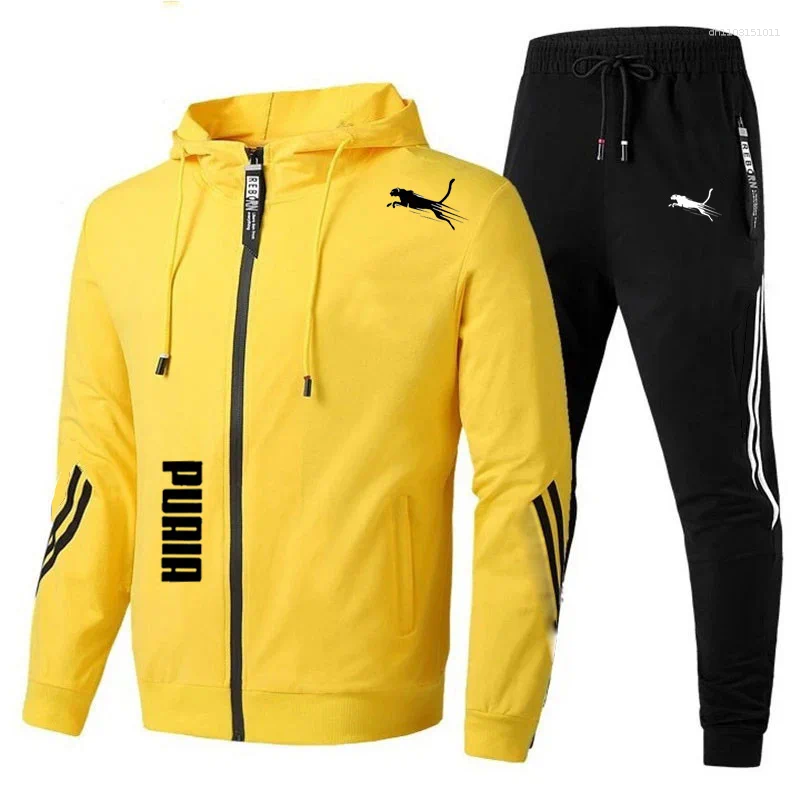 Men's Tracksuits Spring Autumn Tracksuit Set Long Sleeve Hoodie And Joggers 2-Piece Fitness Running Sportswear Casual Clothing