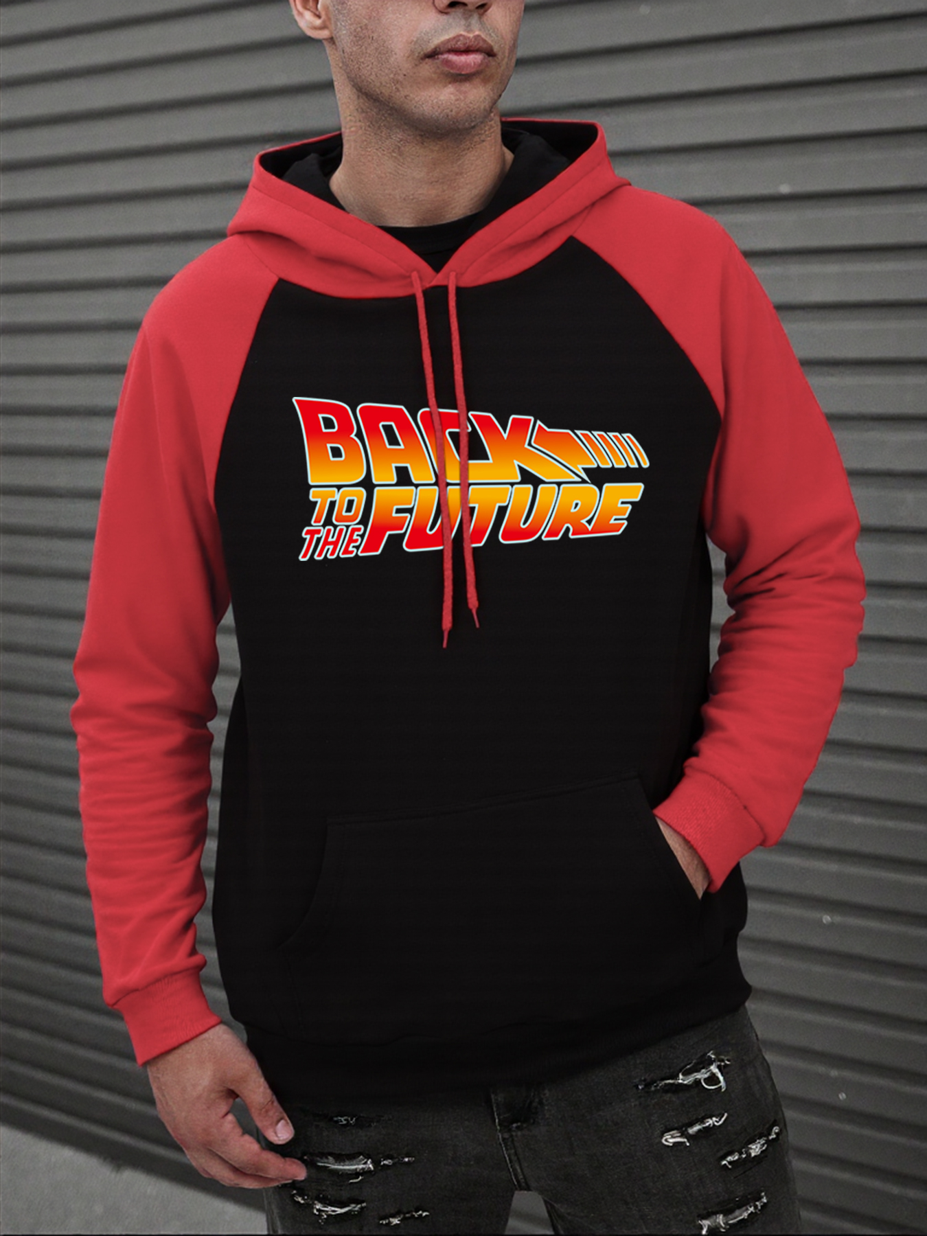 Back To The Future Pattern Man Clothes Simple Long Sleeved Raglan Hoodies Multicolor Hot Sale Hoodie Autumn Casual Streetwears