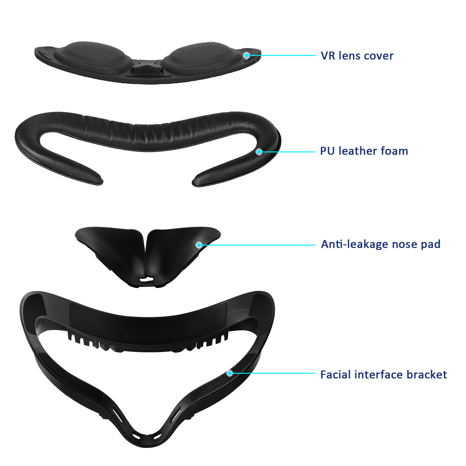 Suitable for Oculus Quest 2 accessory replacement mask, leather eye mask, blackout mask, breathable VR widened glasses