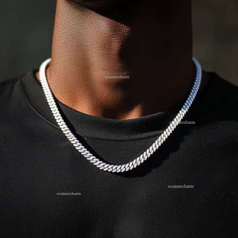 5mm Pure Sier Hiphop Moissanite Cuban Necklace for Men and Women Durable Hypoallergenic Jewelry