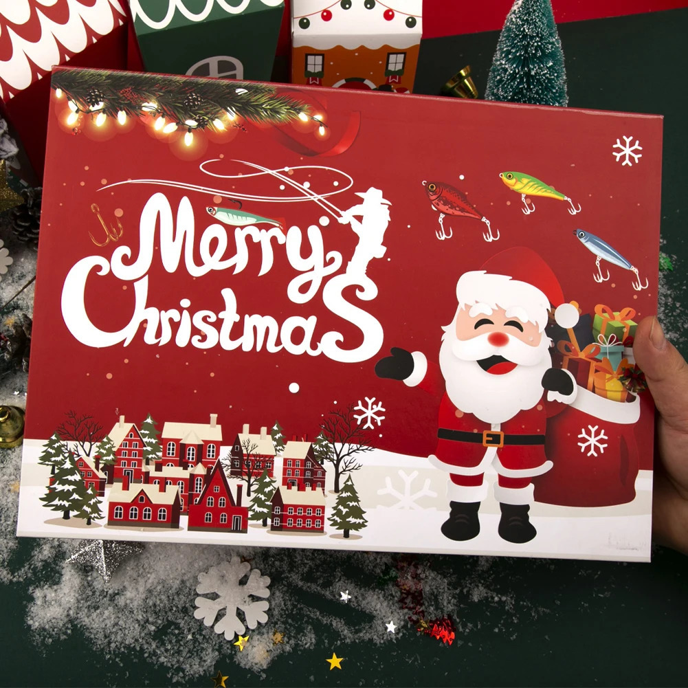 Fishing Tackle Advent Calendar Festival Theme Christmas Fishing Baits Gift Box 3D Realistic Fishing Lures Box for Adult Kids 251009