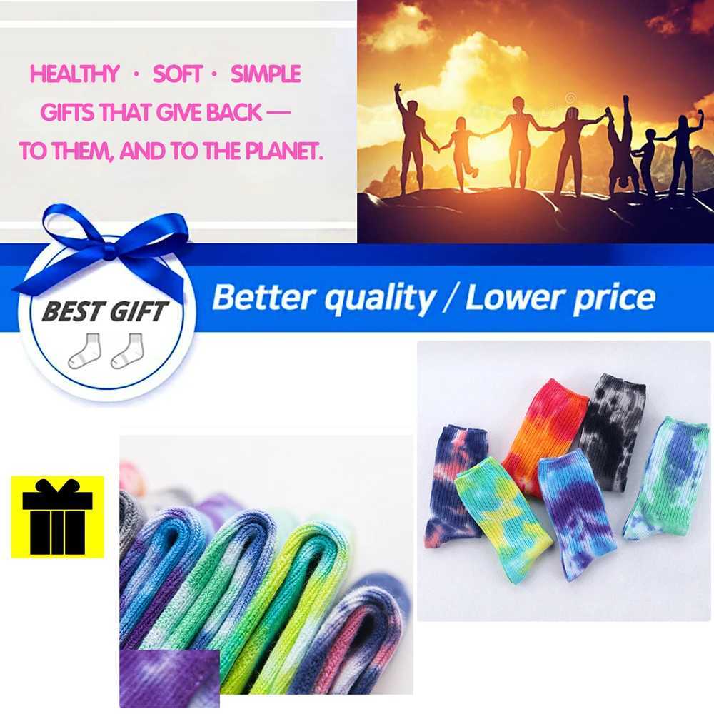 Unisex Antibacterial Stacked Socks Japanese Loose Fit Design TieDye Cotton Blend NonFade Breathable Sports Cycling SocksW251011