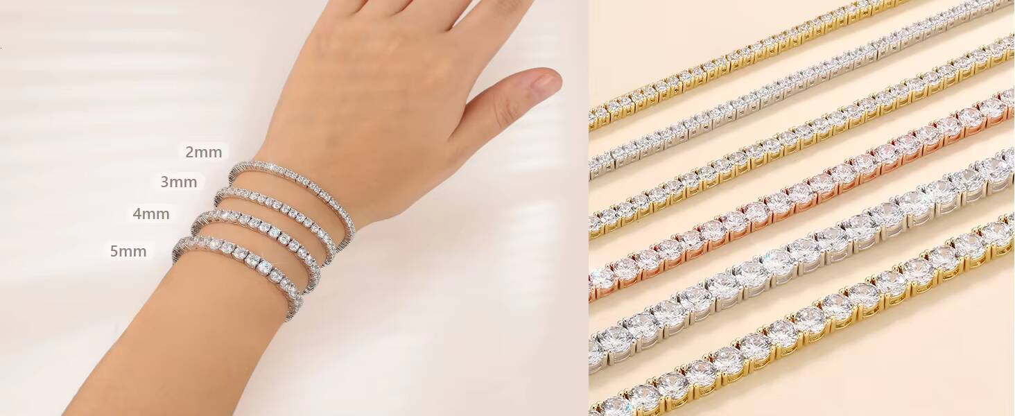 moissanite bracelet 5MM 4MM 3MM Sterling 925 Silver Women Iced Out CZ Jewelry 14K 18K White Gold Plated Lab Diamond Man Zirconia Tennis Bracelet Men
