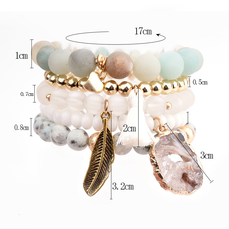 Fashion Boho Natural Stone Beaded Bracelet Jewelry Multi 6pc Stack Bracelet Bangle Sets For Women Gift 240528