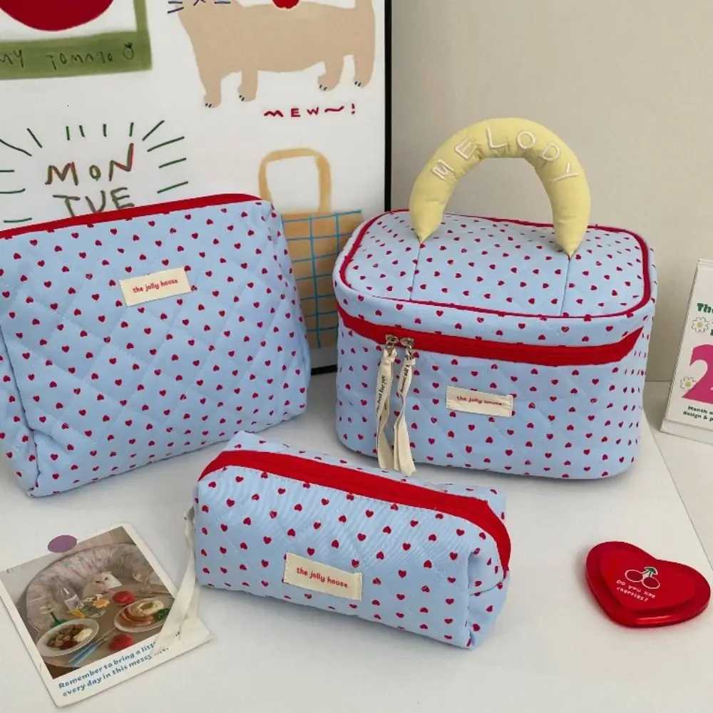 New Quilting Cott Cosmetic Bag Blue Mtifuncti Cosmetic Storage Bag Large Capacity W Bag Travel D251011