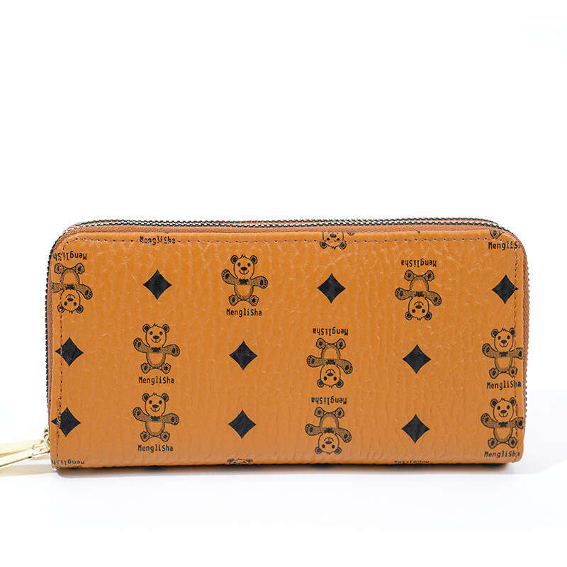 Women's Wallet 2025 New Korean Trend Bear Print Double Zipper Multi-Card Slot Portable Travel Fashion Phone Bag