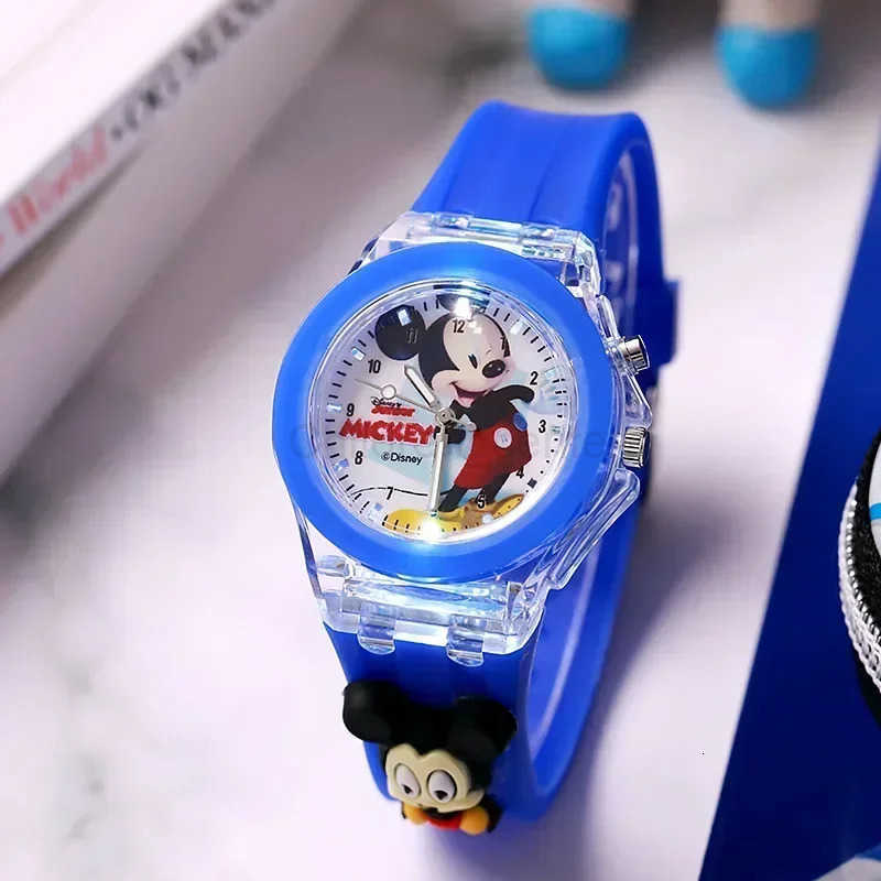 Disney Fashion Minnie Childrens Watch Mickey Mouse Childrens Flash Light Cartoon Figure Doll Boys Girls Birthday Gifts H251011