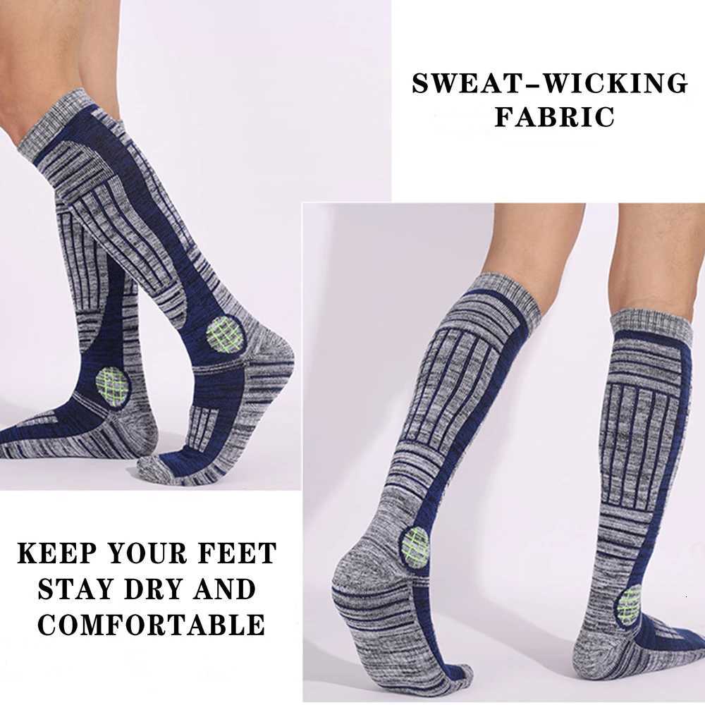 1 Pair Thermal Winter Cotton Men Women Ski Socks High Elastic Sports Socks Snowboarding Cycling Adult Skiing Thicker Leg WarmW251011