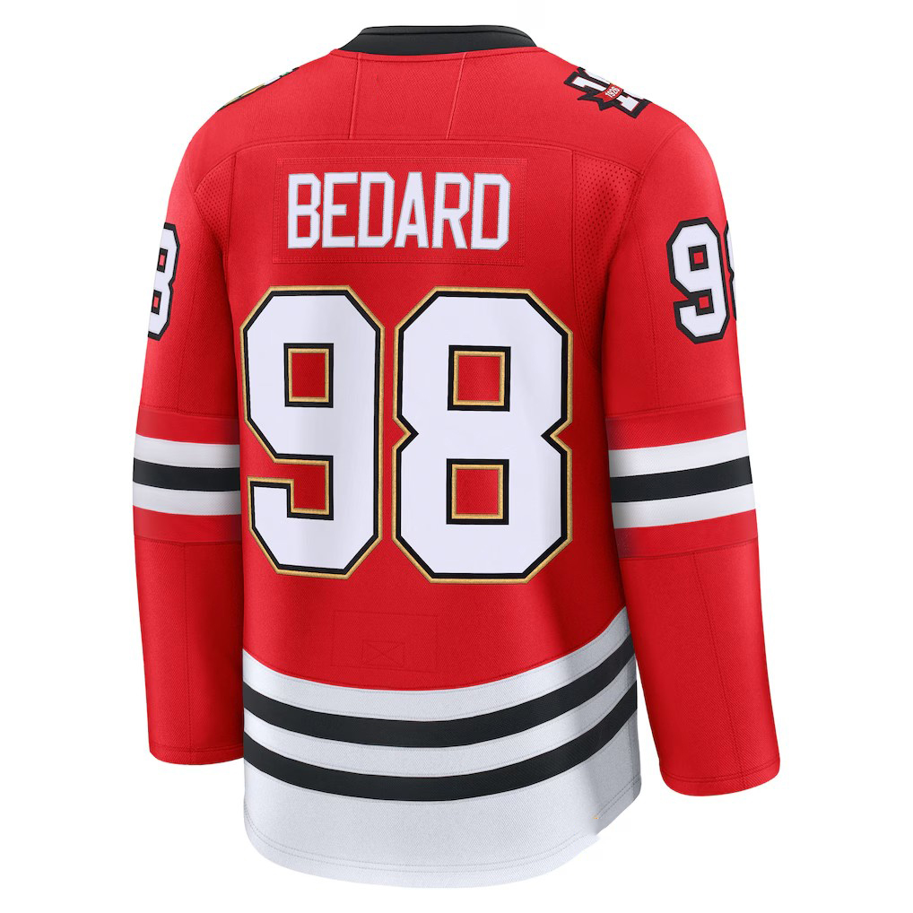 Chicago 98Bedard 100th Anniversary Hockey Jersey Greene Knight Mikheyev Hockey Jerseys Mens Womens Youth Any Name Number 999