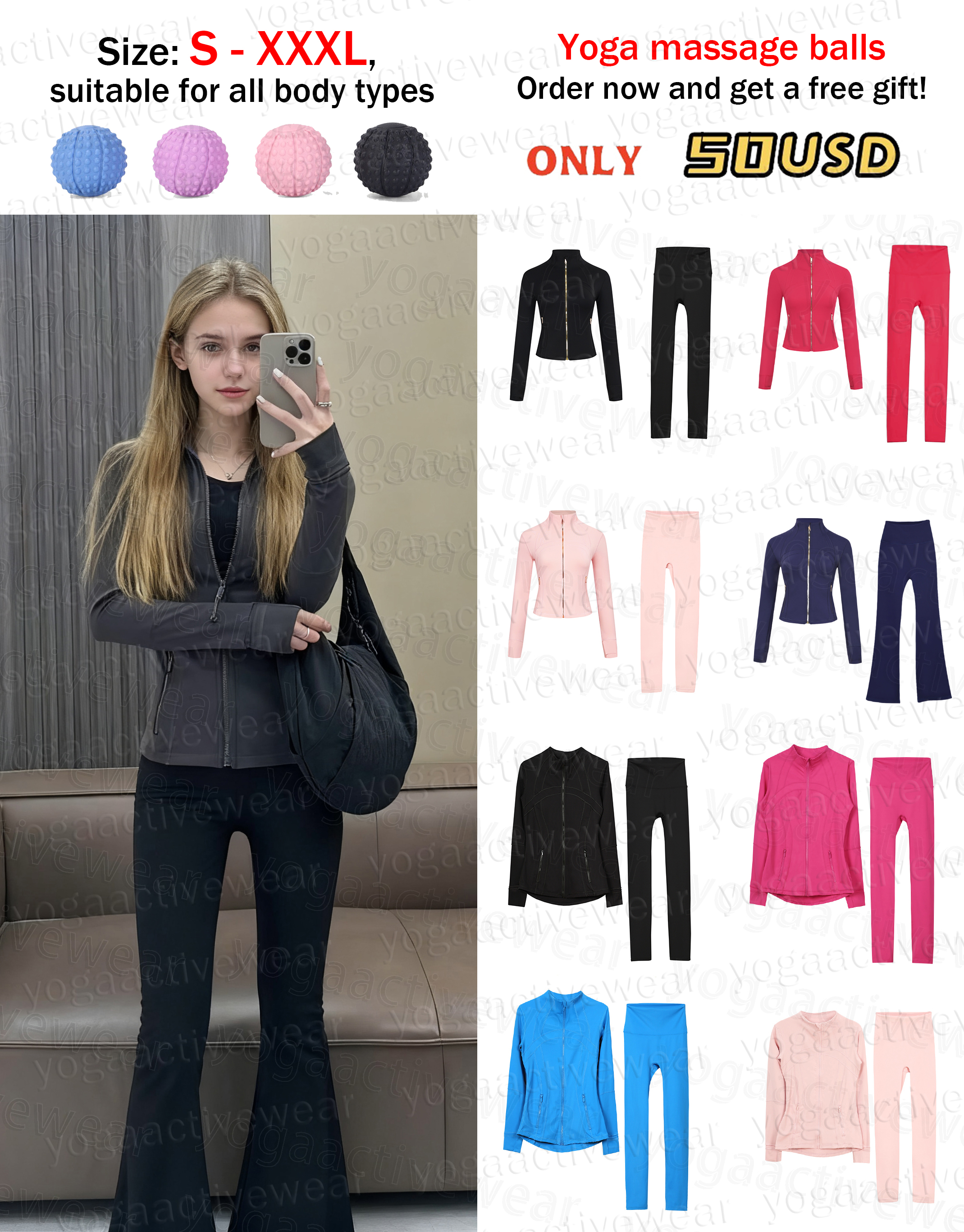 Women Yoga Set Fitness Jacket Leggings Flared Pants Stretch Sports Set Running Training Sportswear S-XXXL Suitable for All Body Types luluity lemonion jacksts set