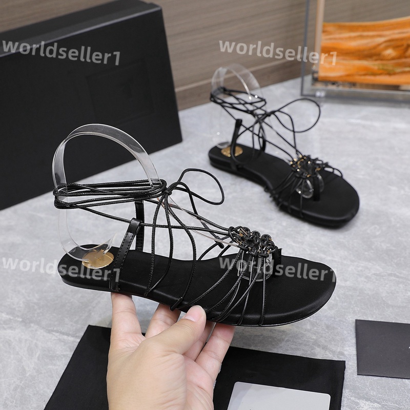 Women's Brand Sandals Square Toes Ribbon Black High Heels Sandal Designer Sandals