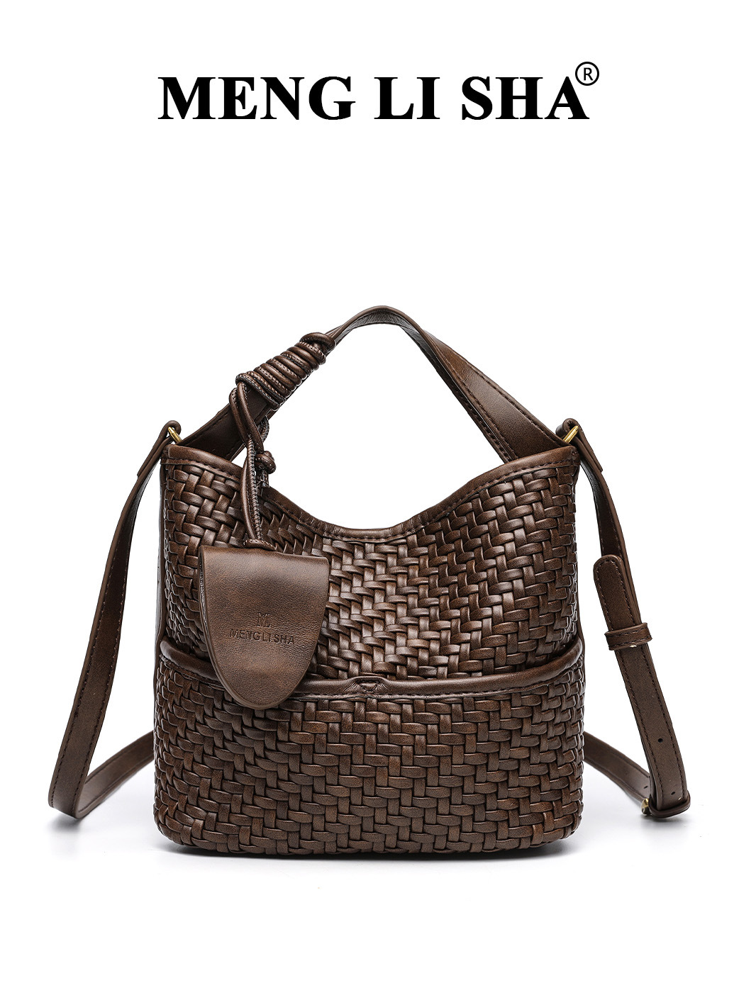 2025 new style niche high-end retro woven handbag bucket bag for women suitable for commuting casual wear versatile as a single shoulder or crossbody 