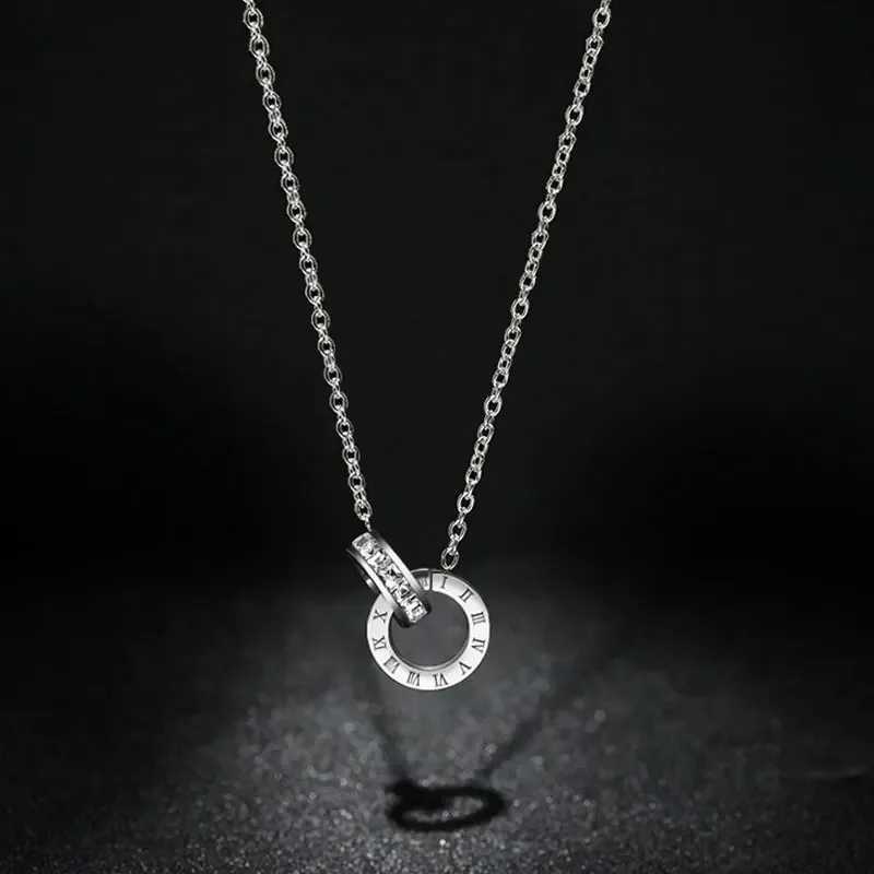 Classic Design Famous Brand Roman numerals Pendant Necklace For Woman Titanium Steel Woman Necklace Luxury Jewelry Female Top Qu Z251011
